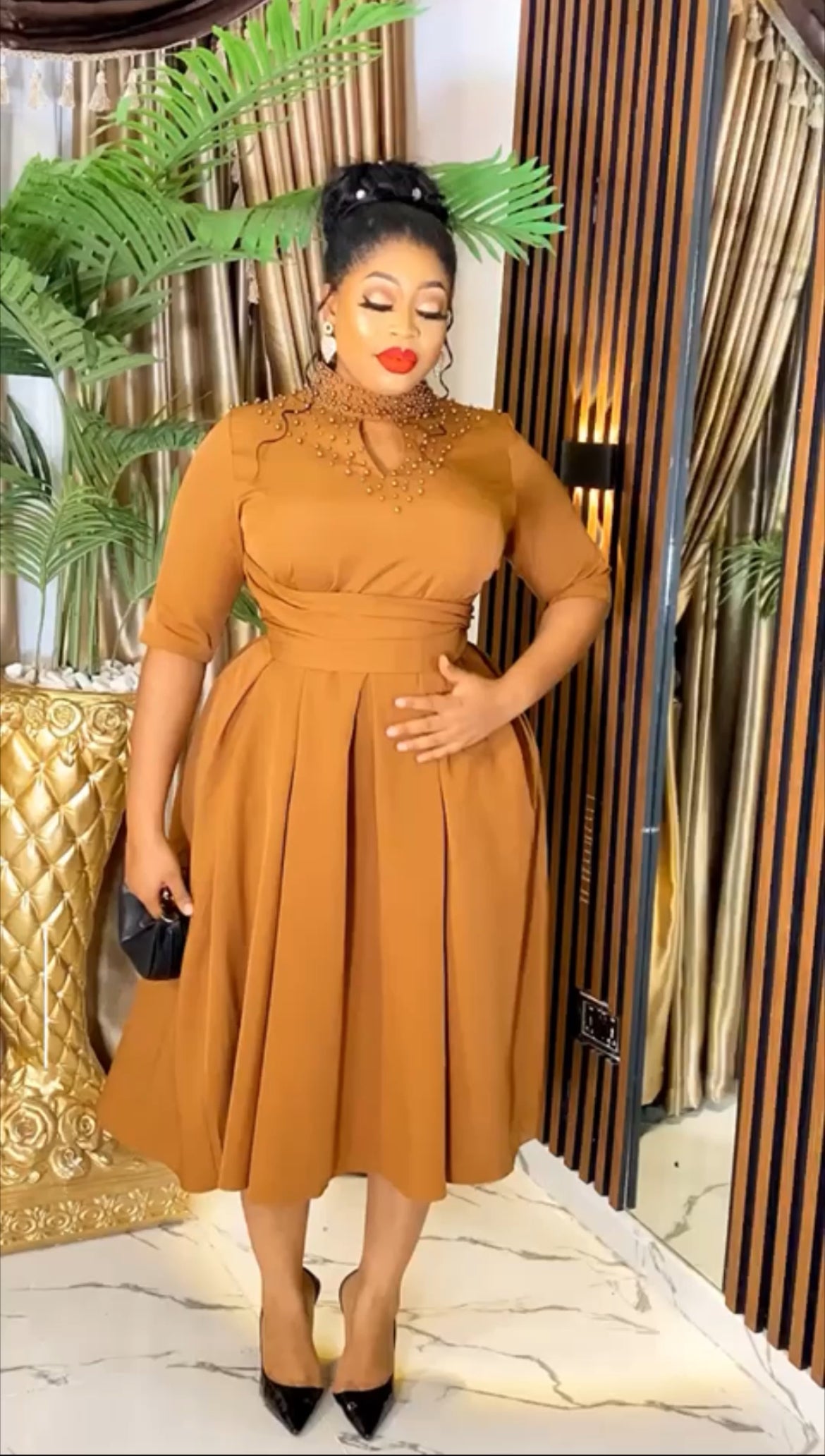 Gorgeous Pleats Belted Dress