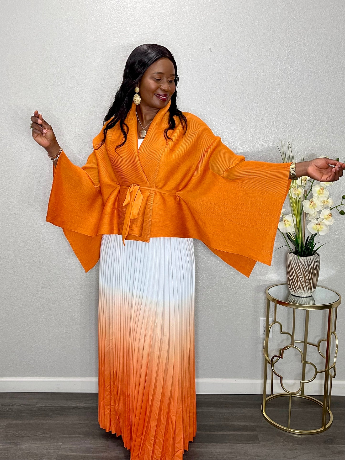 Ellie Miyake Top and Pleats Skirt Set
