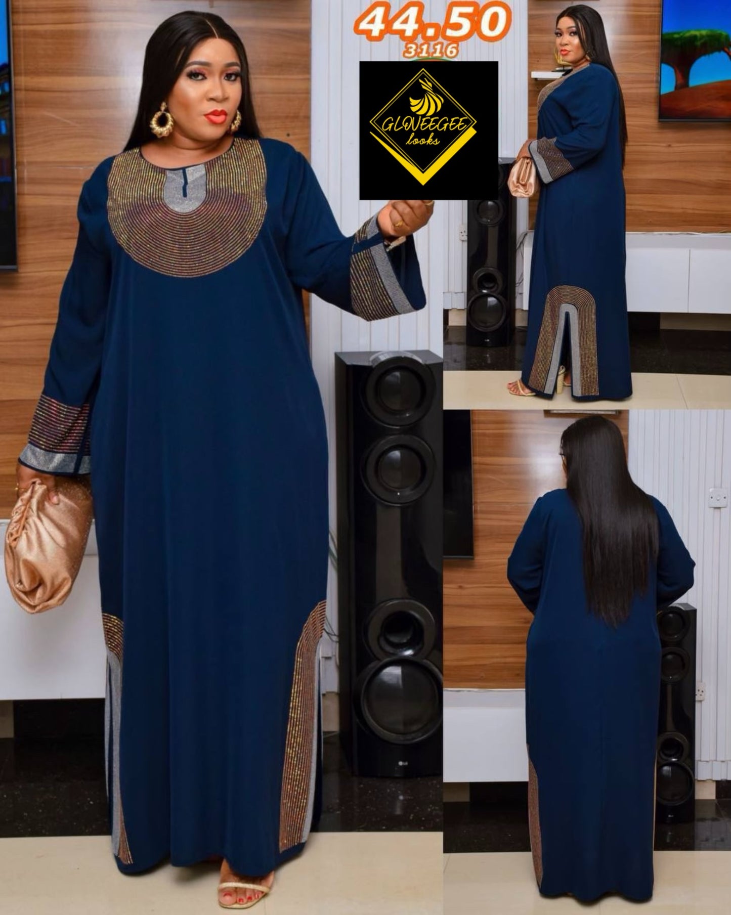Opulent Long Dress with Rhinestones