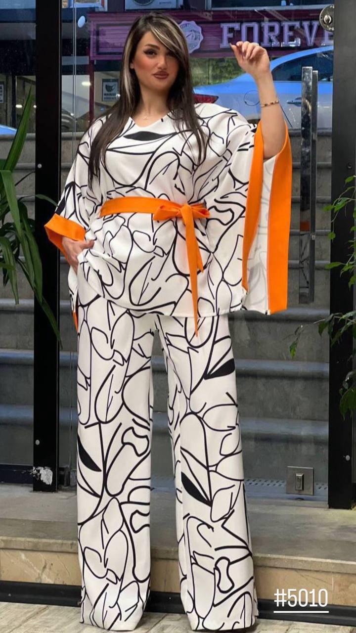 Patterned Batwing Pant Set