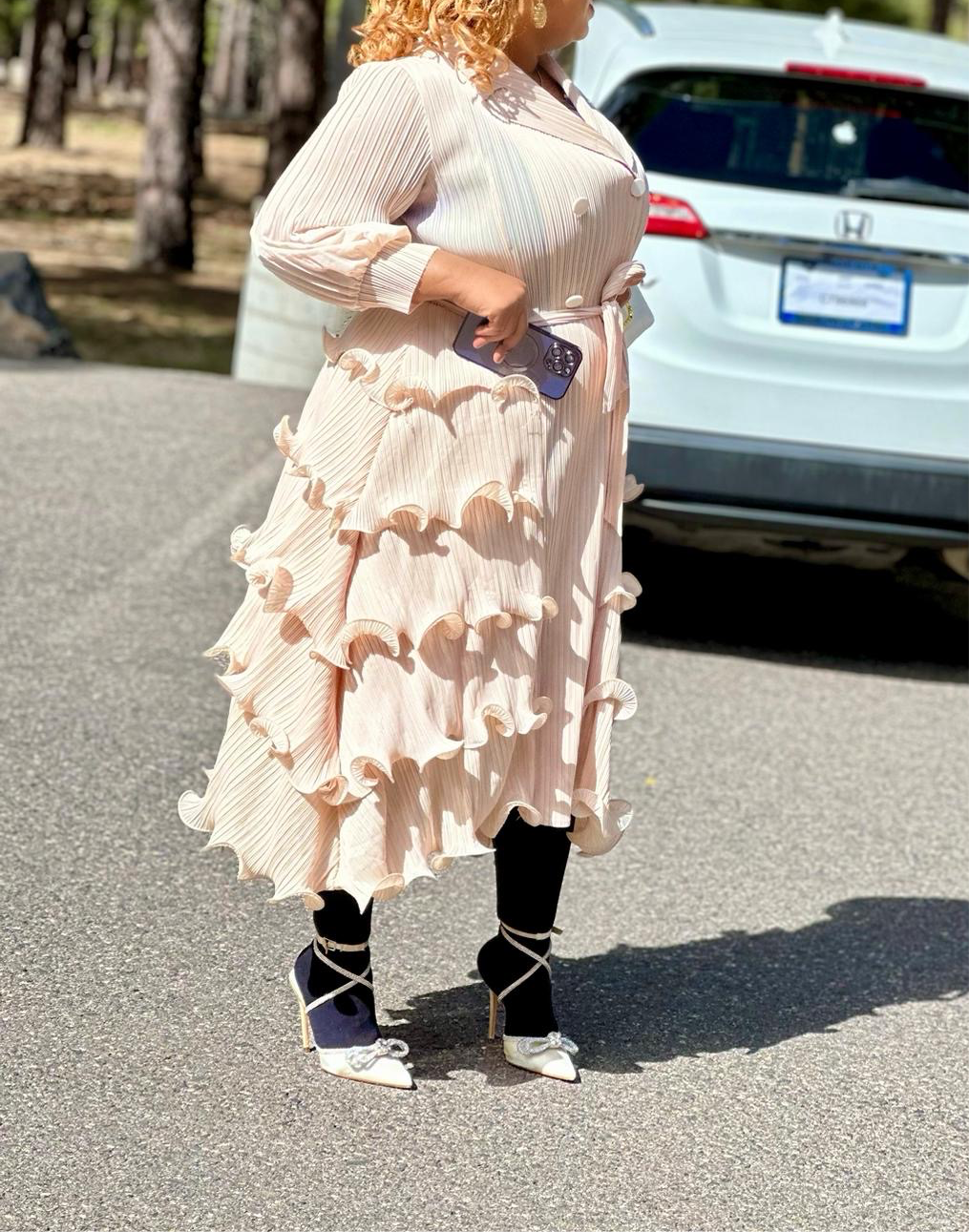 Nelly Layered Ruffles Miyake Dress