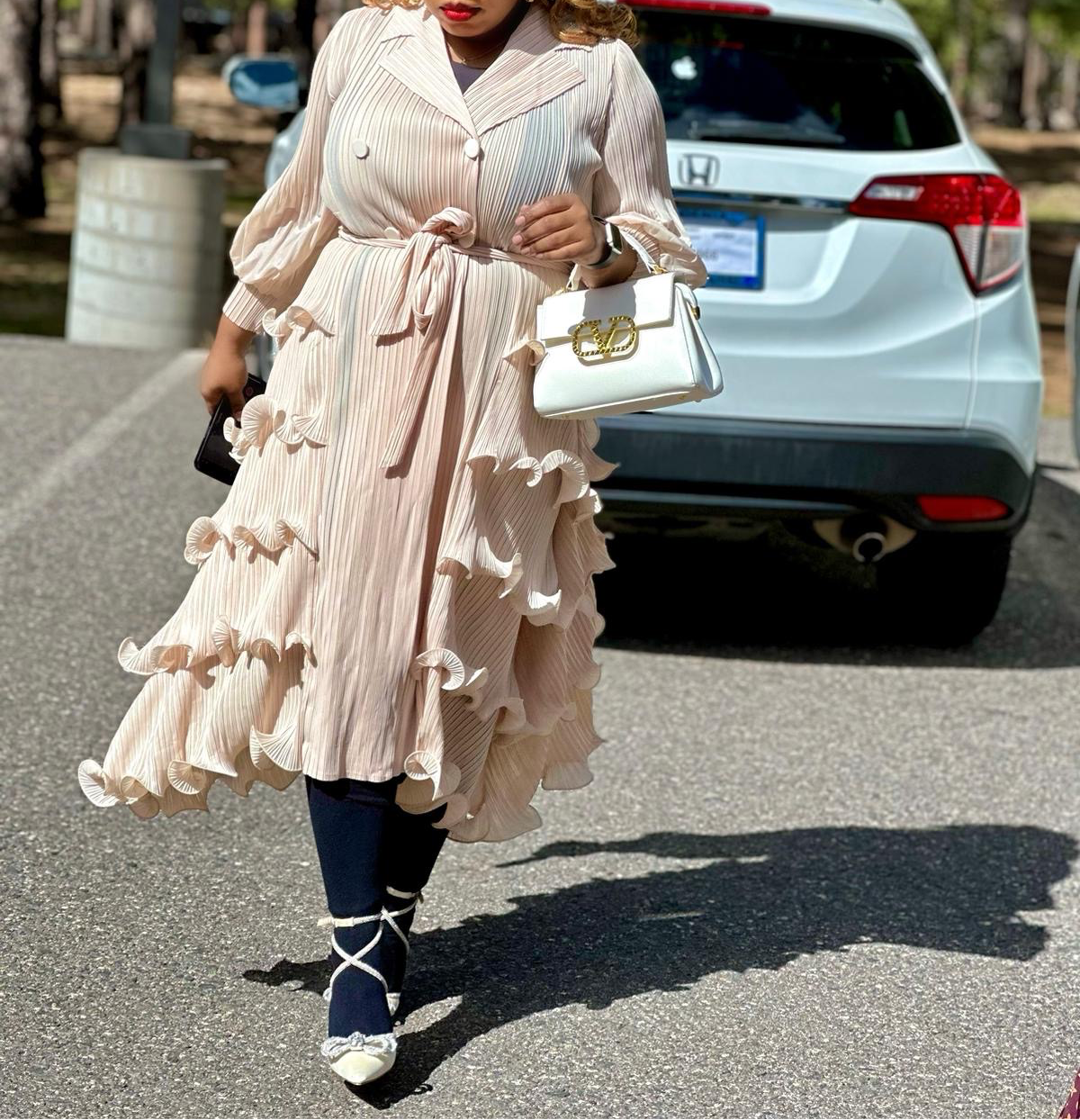 Nelly Layered Ruffles Miyake Dress