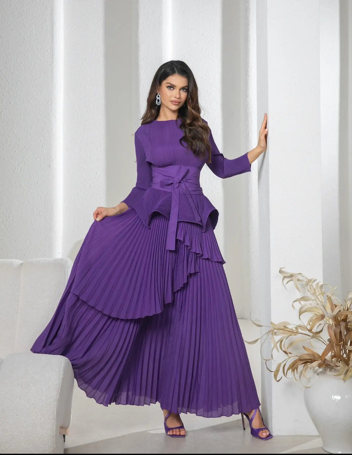 Elegant Pleats Tired 3-piece set