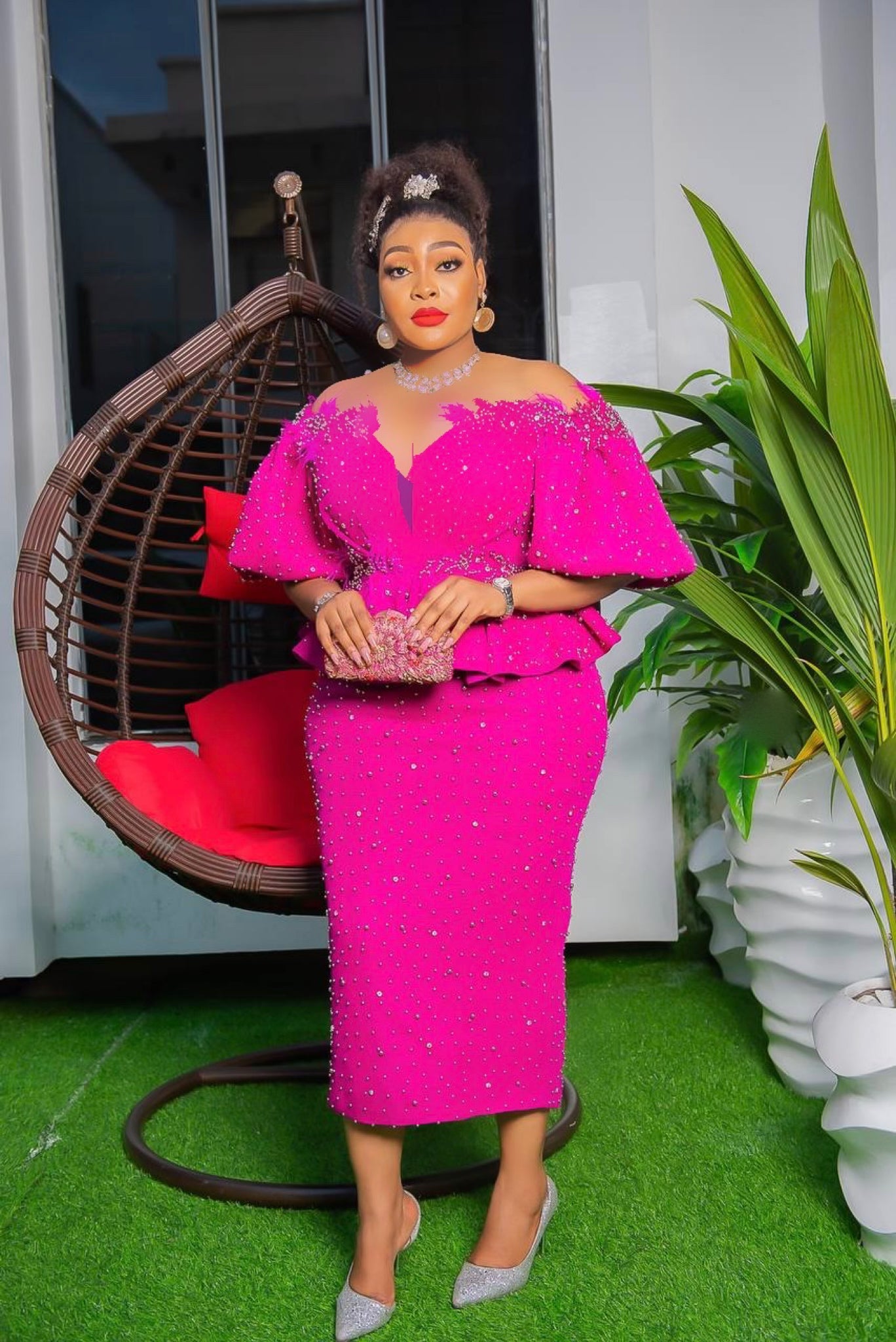 Embellished Couture Peplum Dress