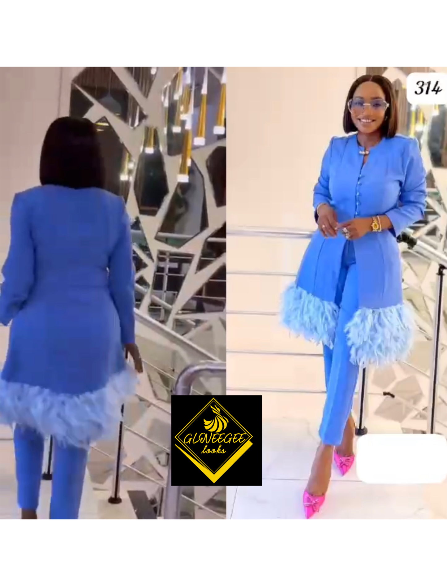 Elle Feather Pant Suit