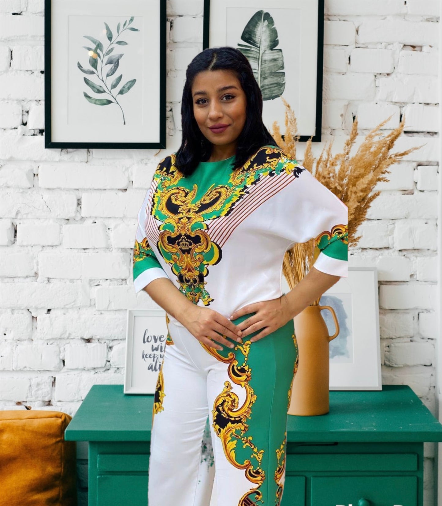 Stoned Print Palazzo Pant 2-piece Set