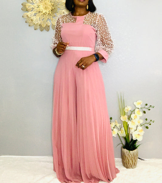 Chic Pleated Jumpsuit with Belt