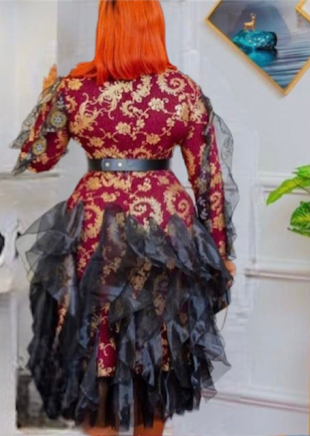 Luxury belted dress with details