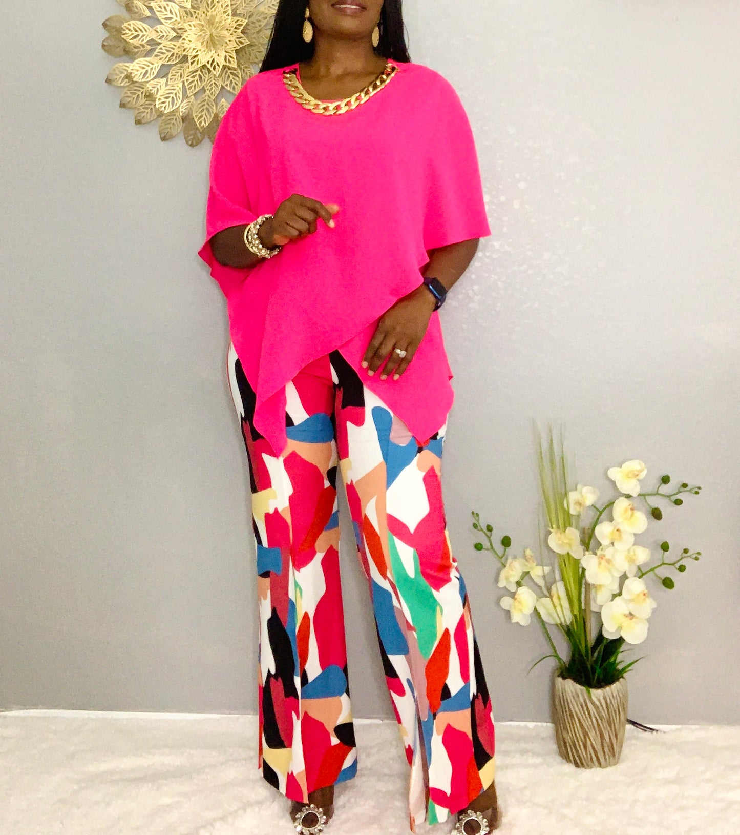 Classy Color Block Pant Set