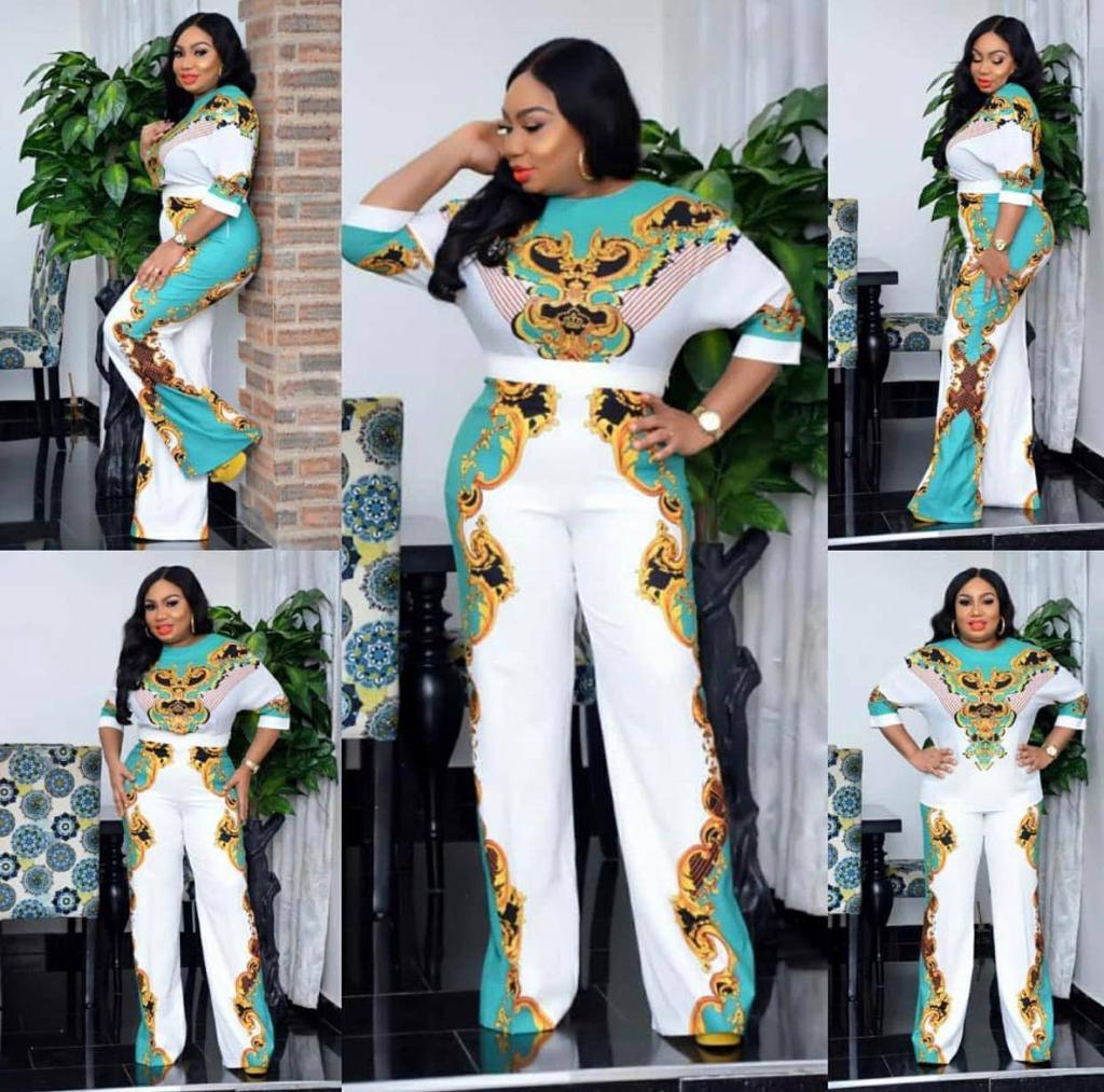 Stoned Print Palazzo Pant 2-piece Set
