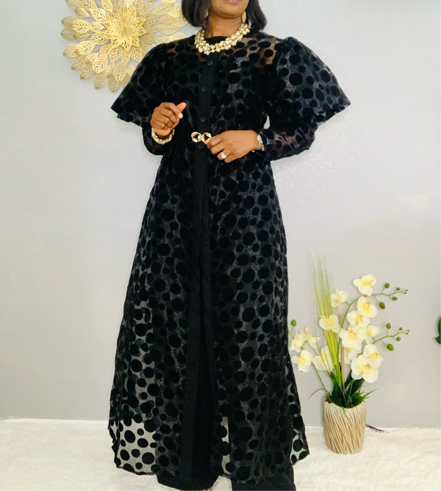 Regal Polka Dot Kimono 2-Piece Set
