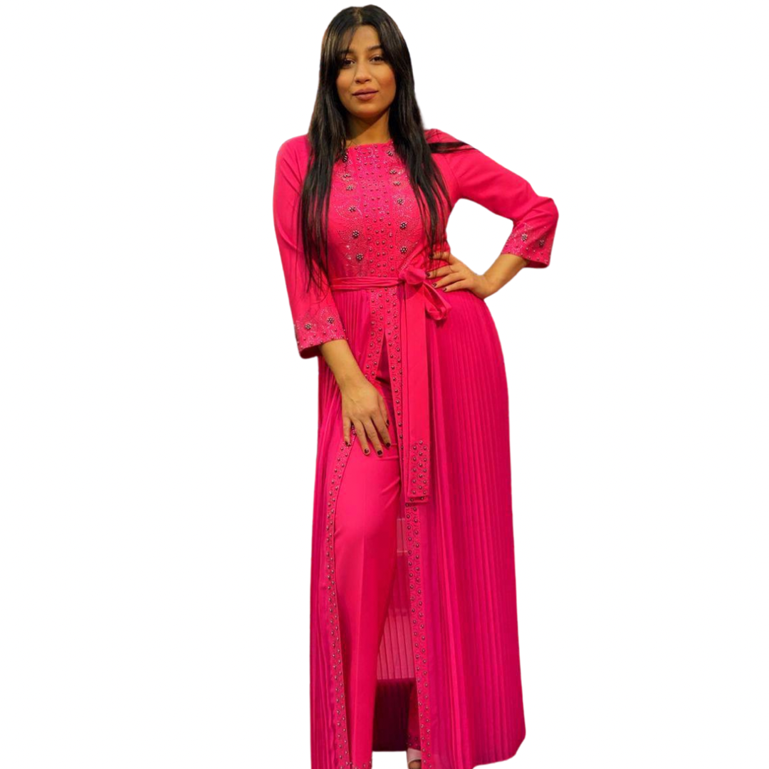 Couture stoned long top and palazzo pant.