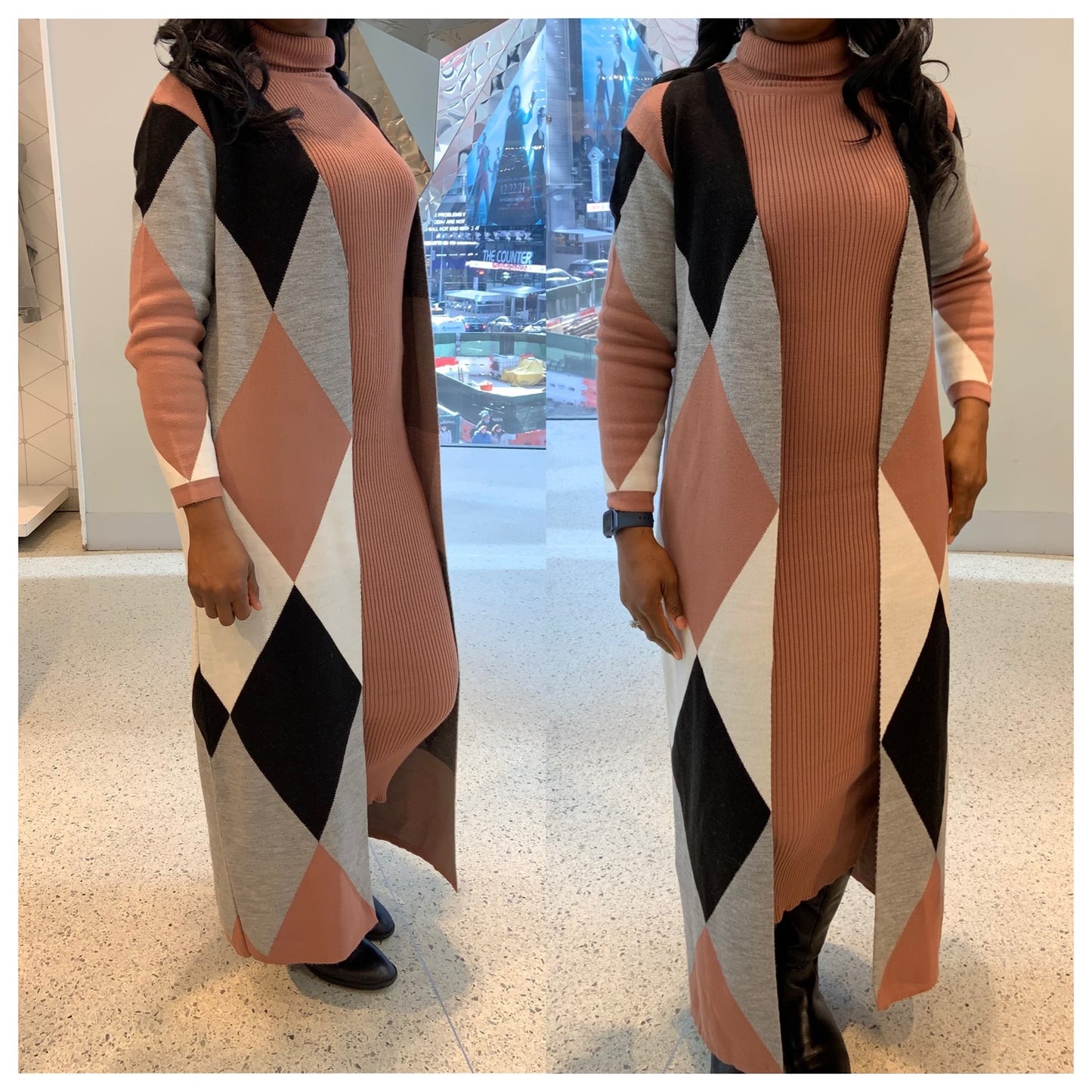 Beautiful 2-piece ribbed sweater dress set