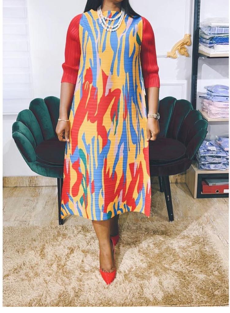 Color Block Pleat Dress