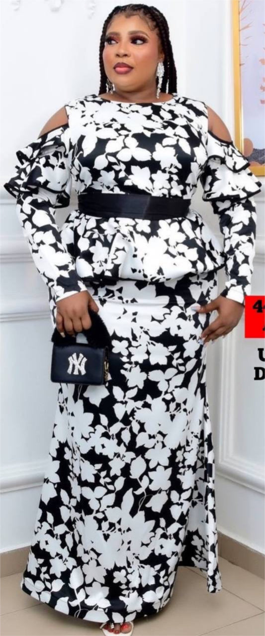 Classy Cold-Shoulder Skirt Set