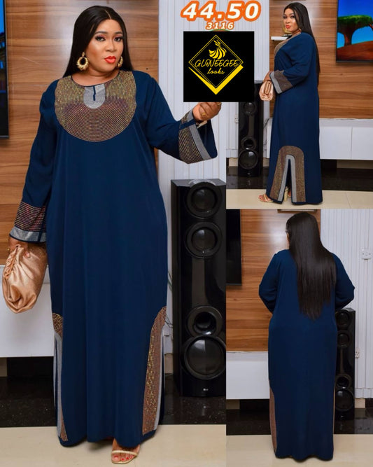 Opulent Long Dress with Rhinestones