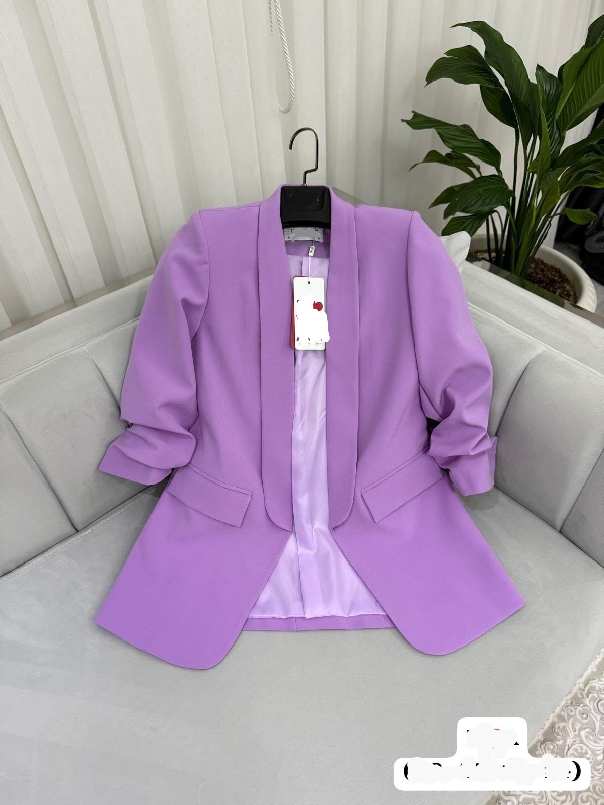 Lavender Crop-Sleeves Blazer