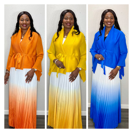 Ellie Miyake Top and Pleats Skirt Set
