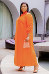 Rose Petal Pleat Maxi Dress Orange