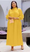 Rose Petal Pleat Maxi Dress Yellow