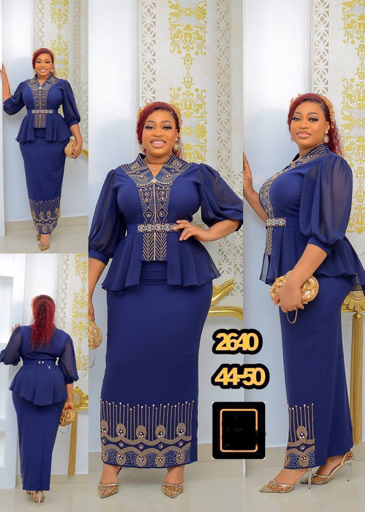 Elegant Peplum Skirt Set with Belt